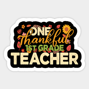 Thankful Teacher Retro Groovy Thanksgiving Fall Women Men Sticker